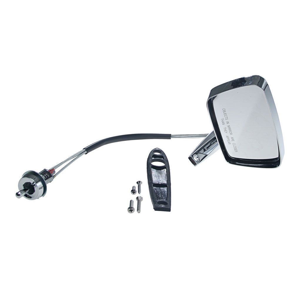 Par de Espejos Laterales Scott Drake Cromados (Conductor Remote + Pasajero Manual) para Mustang 1967-1968