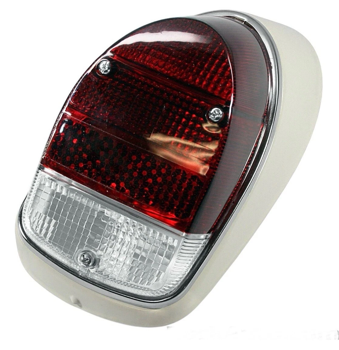 Par de Calaveras Completas Tipo "Lápida" para VW Vocho (1968-1970) - Rojo con Blanco