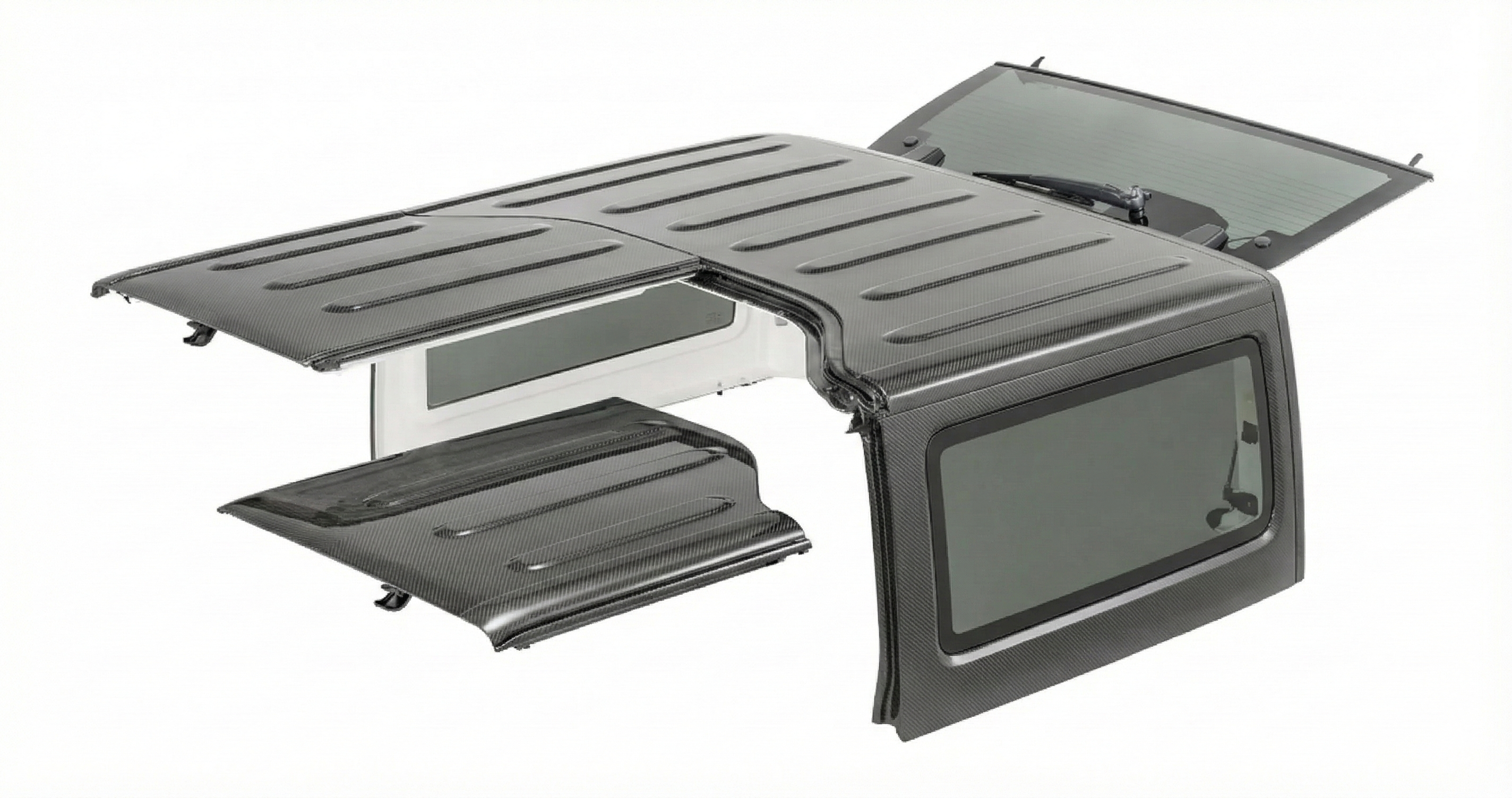 Kit de Techo Duro Modular de Fibra de Carbono (3K Twill) con Núcleo Nomex y Refuerzo de Kevlar para Jeep JK 2 puertas 2009 - 2018