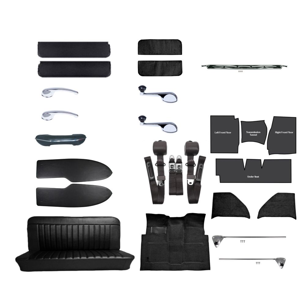 Kit Interior Negro para Chevrolet C10 (1960–1963) con Palanca al Piso y Asiento Tipo Banca