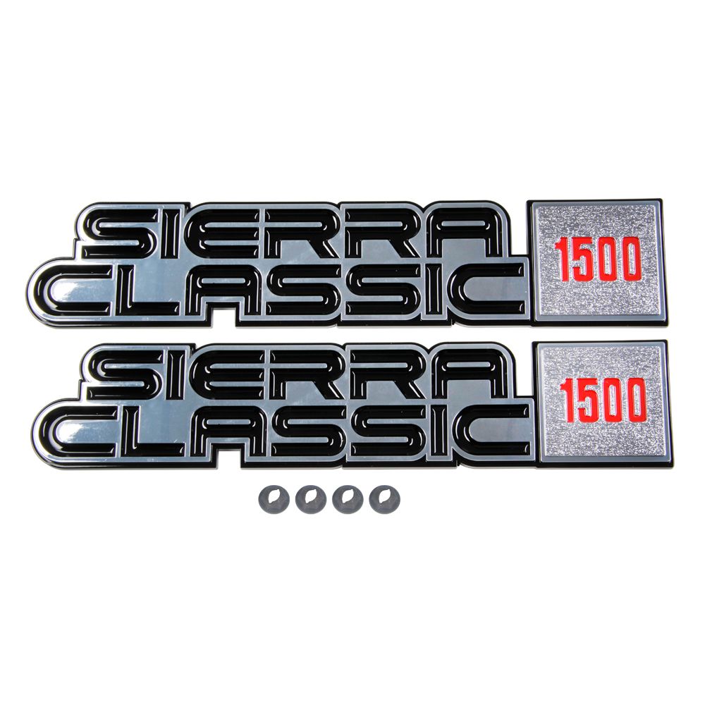 Par de Emblemas “Sierra Classic 1500” para Salpicaderas con Herrajes — Chevrolet C10 (1981-1987)