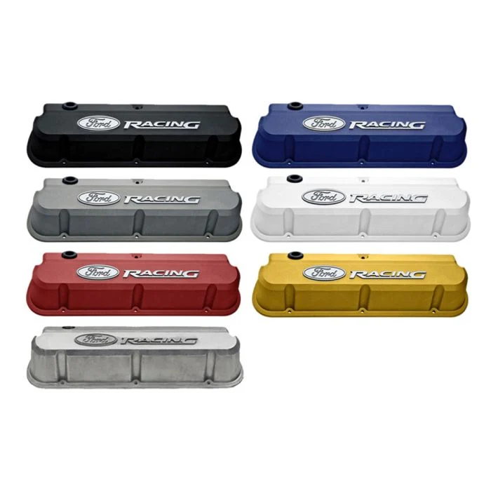 Par de Tapas de Válvulas Ford Performance Slant Edge Tall – Logo Ford Racing en Relieve (289 / 302 / 351W)