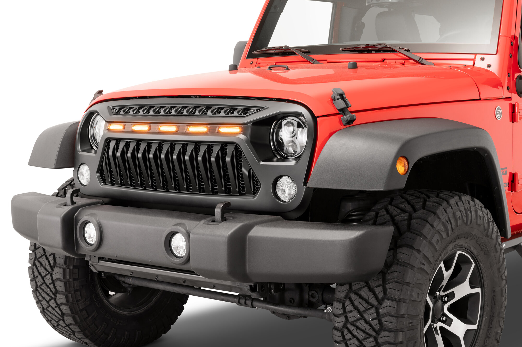 Parrilla TACTIK Reef Shark con Luces LED Ámbar Integradas para Jeep Wrangler JK (2007-2018)