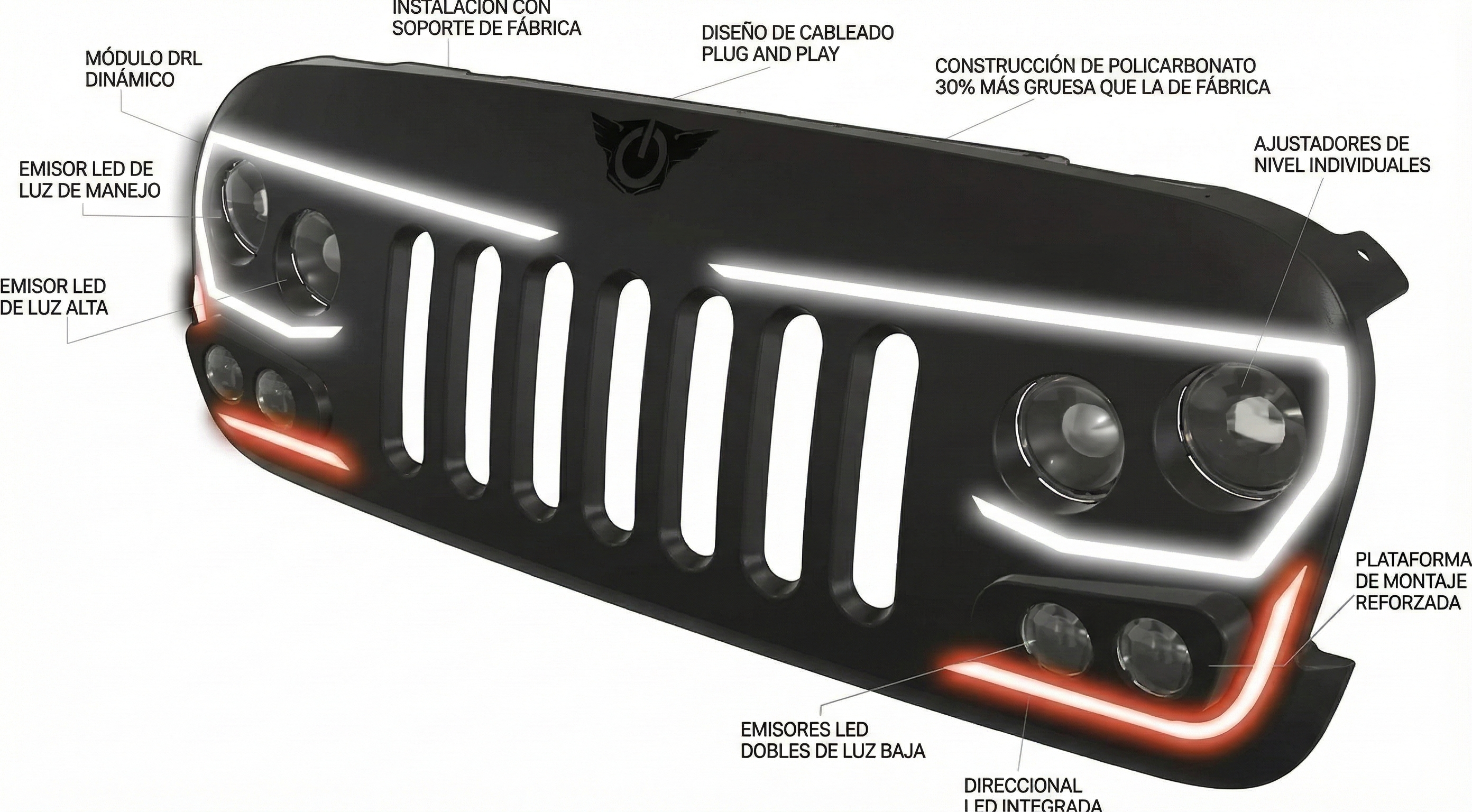 Parrilla LED Oracle VECTOR PRO-Series (IP68) para Jeep Wrangler JK (2007-2018)