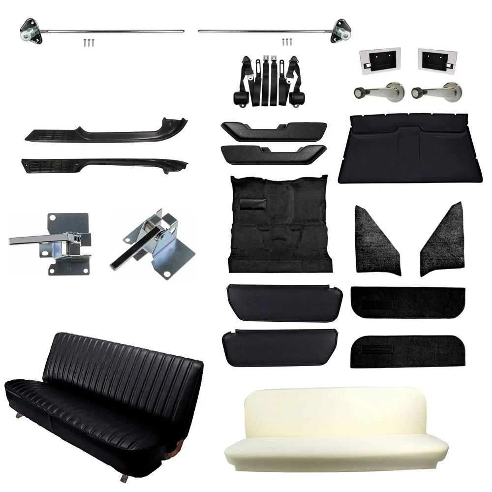 Kit de Interior Negro para Chevrolet C10 (1981-1987) con Palanca en la Columna y Asiento Tipo Banca