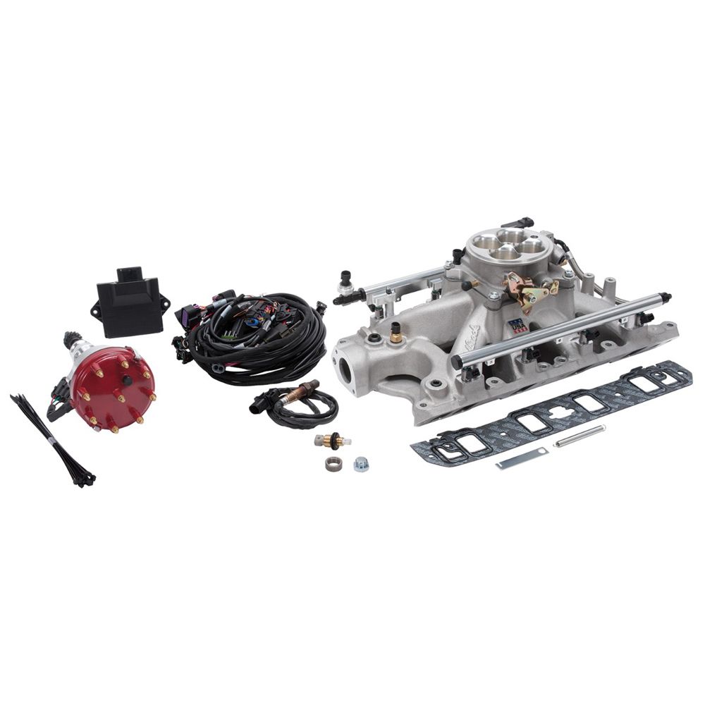 Edelbrock Pro-Flo 4 Kit EFI Satinado 4150-Style 625 HP para Motores Ford 289 y 302