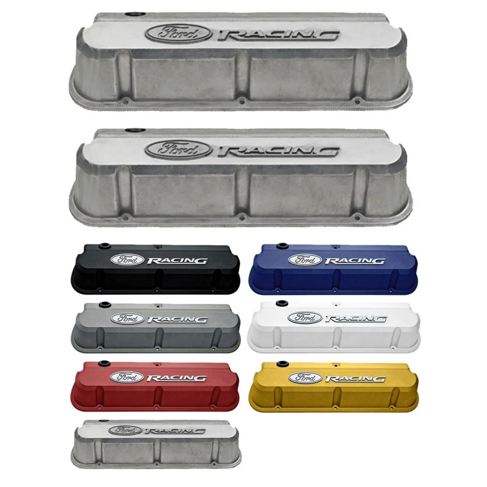 Par de Tapas de Válvulas Ford Performance Slant Edge Tall – Logo Ford Racing en Relieve (289 / 302 / 351W)