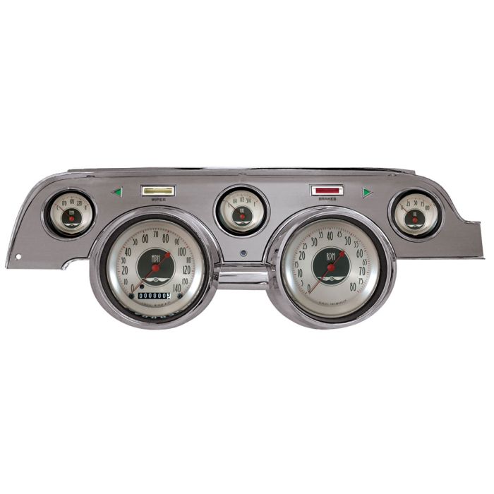 Juego de 5 Medidores con Bisel de Aluminio Cepillado Scott Drake para Mustang 1967-1968