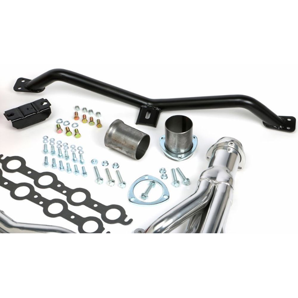 Trans-Dapt Performance LS Engine Swap In A Box (1967–1972) – Kit completo con headers HTC Silver para GMC y Chevrolet C10/C15 con transmisión de piso.