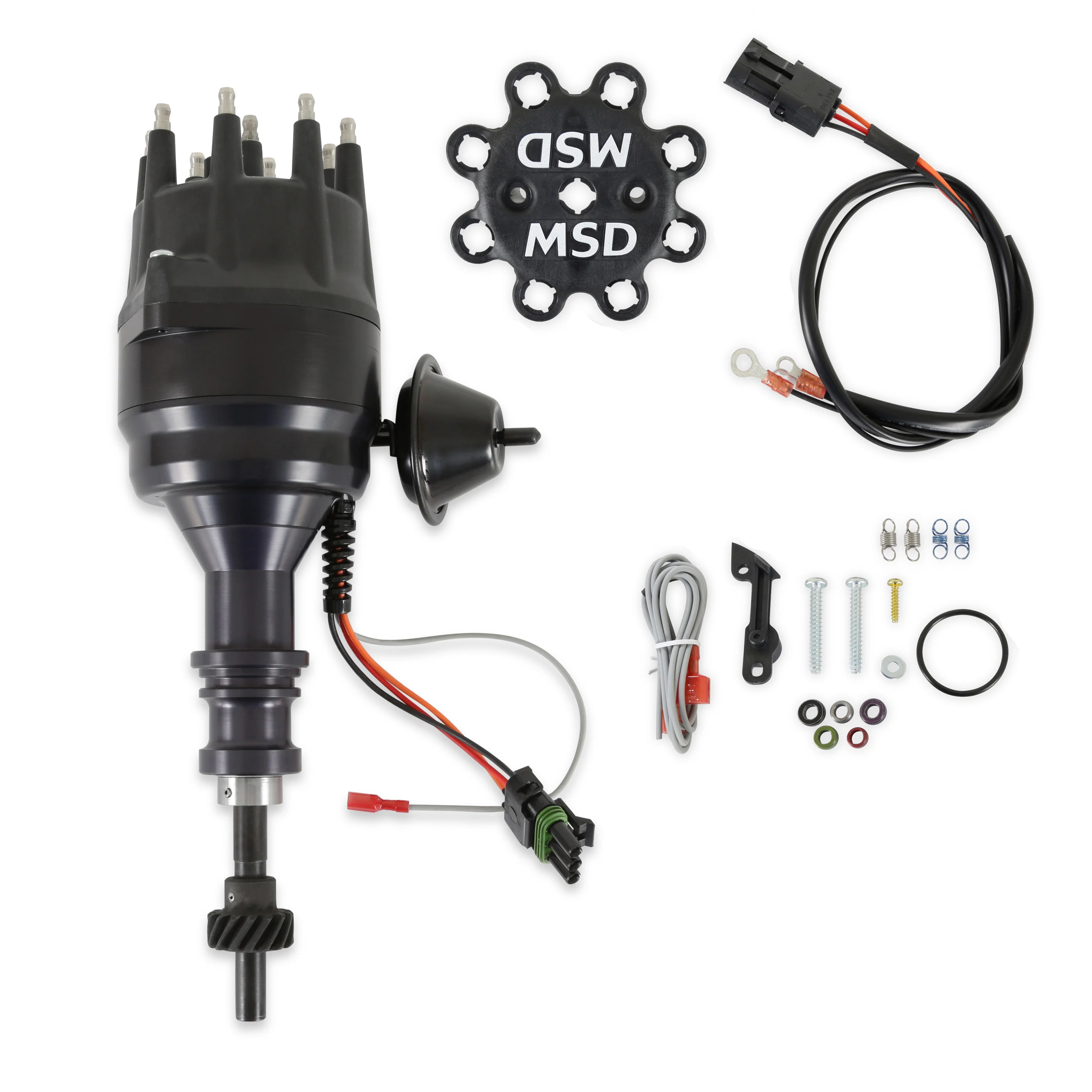 Sistema de Encendido MSD para Motores Ford 260, 289 y 302: Distribuidor Ready-to-Run, Cables Street Fire y Bobina Blaster II Black