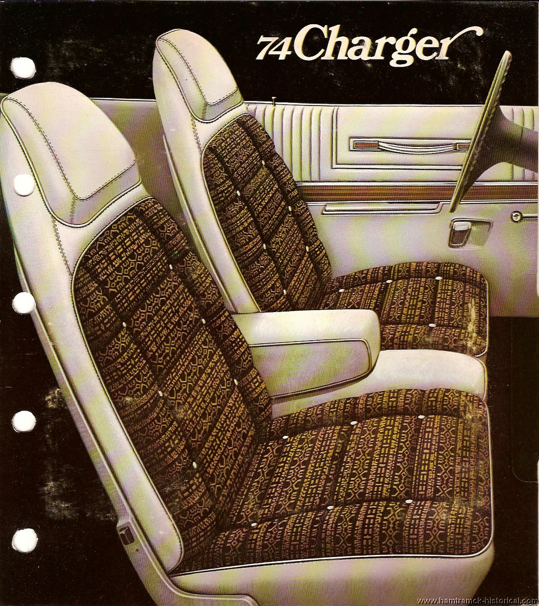 Vestidura de Asientos de Cubo (Tela Azteca Negra/Oro) para Dodge Charger SE 1974