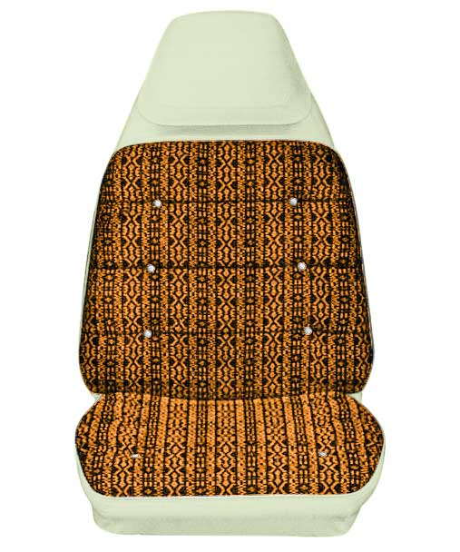 Vestidura de Asientos de Cubo (Tela Azteca Negra/Oro) para Dodge Charger SE 1974