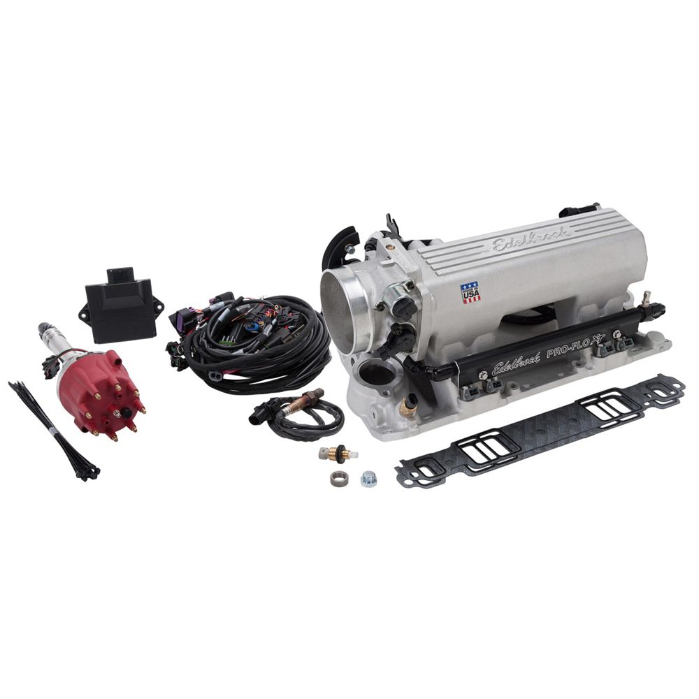 Edelbrock Pro-Flo 4 XT EFI Kit – 625 HP – Small Block Chevrolet 1986 y Anteriores (Inyectores 35 lb/hr, Acabado Satinado)