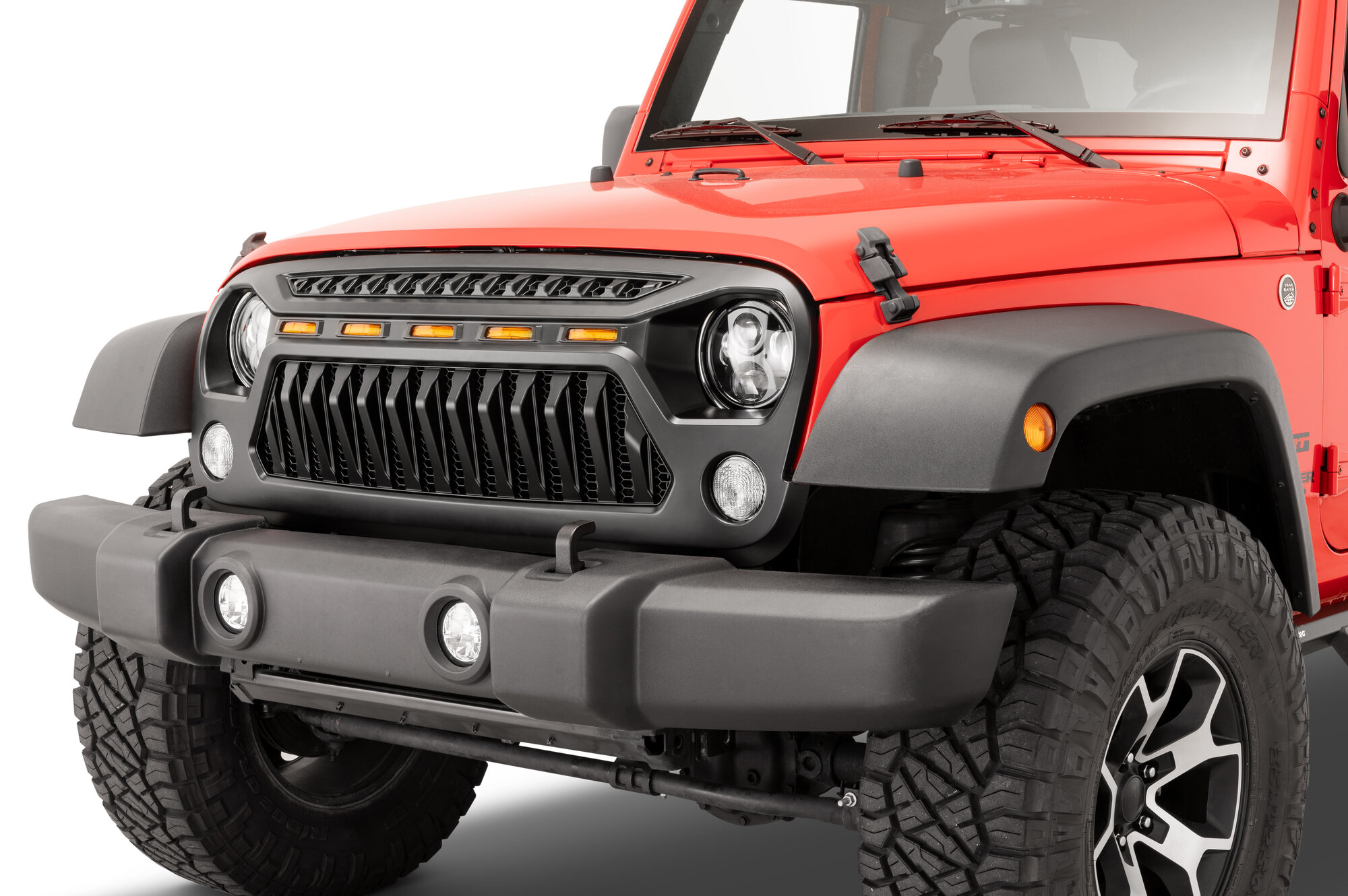 Parrilla TACTIK Reef Shark con Luces LED Ámbar Integradas para Jeep Wrangler JK (2007-2018)