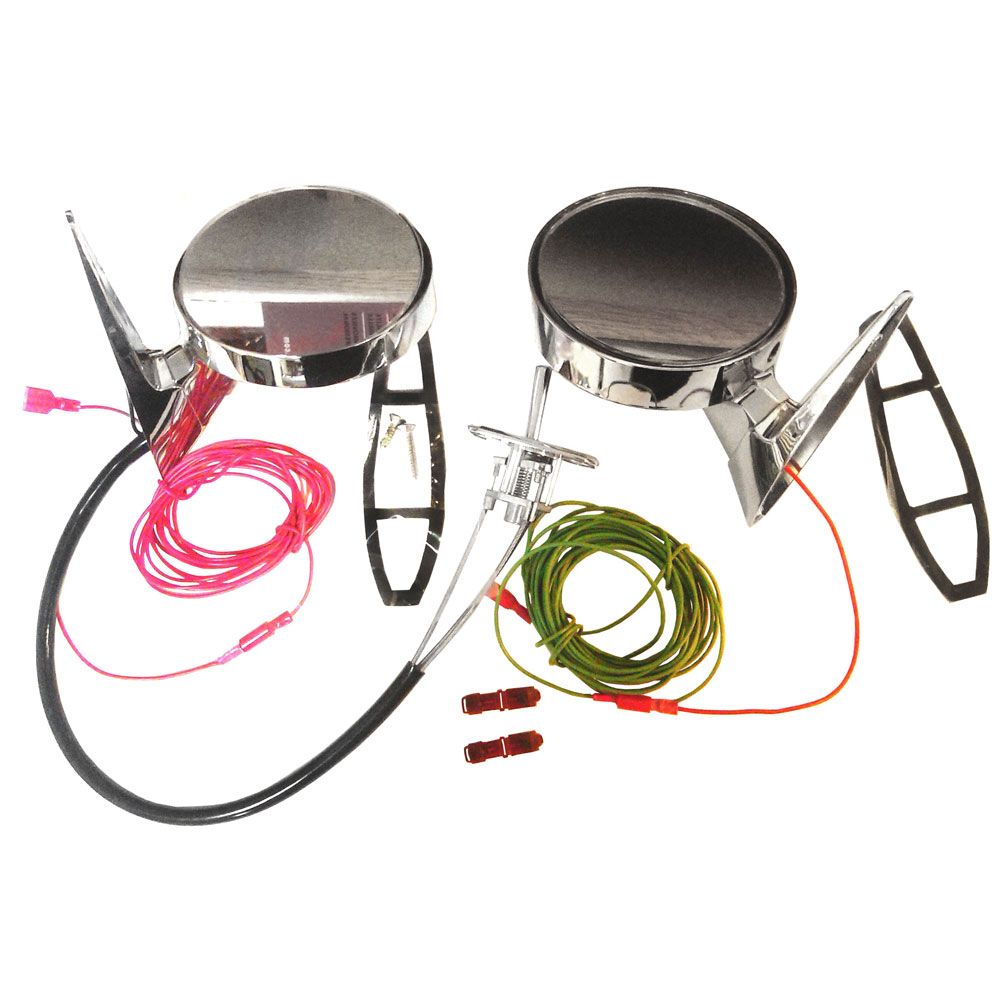 Par de Espejos Laterales Exteriores con Luz Direccional LED Roja (Mustang 1965-1966)