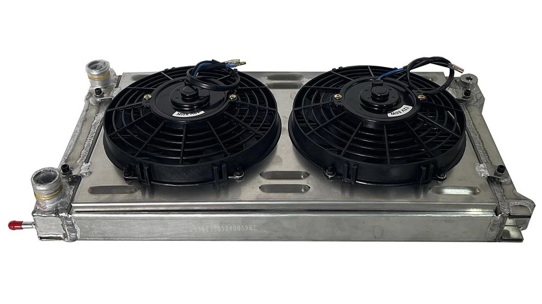 Radiador de Aluminio de 2 Filas con Tolva y Ventilador para VW Golf MK1/MK2, Jetta y Caribe