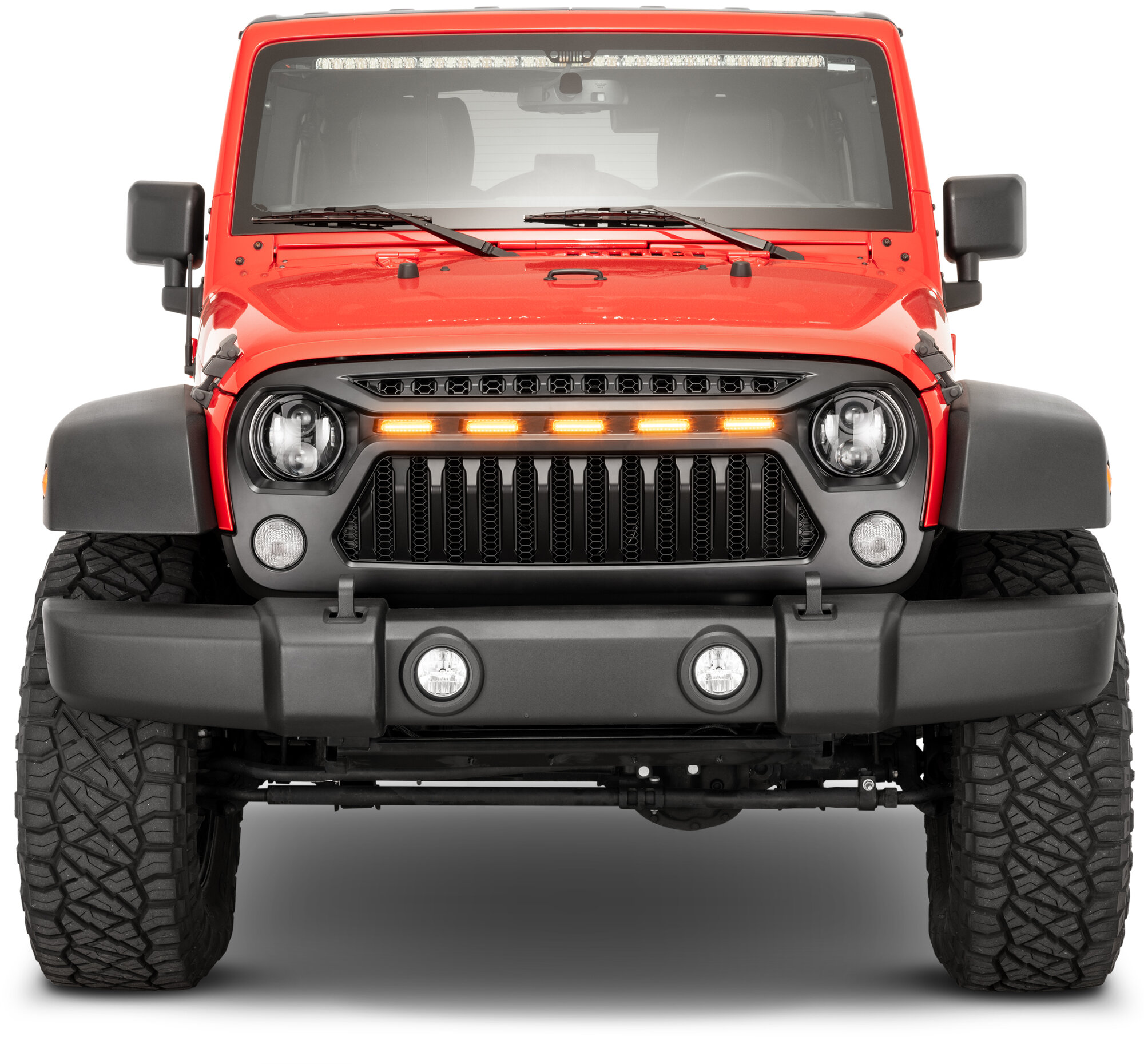 Parrilla TACTIK Reef Shark con Luces LED Ámbar Integradas para Jeep Wrangler JK (2007-2018)