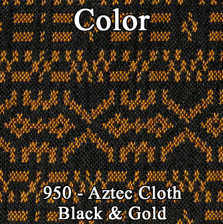 Vestidura de Asientos de Cubo (Tela Azteca Negra/Oro) para Dodge Charger SE 1974