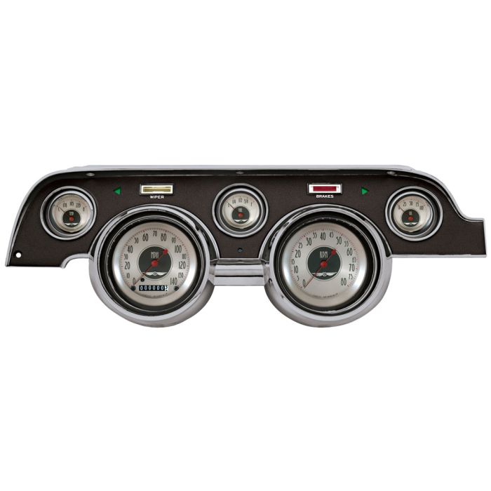 Juego de 5 Medidores con Bisel de Aluminio Cepillado Scott Drake para Mustang 1967-1968