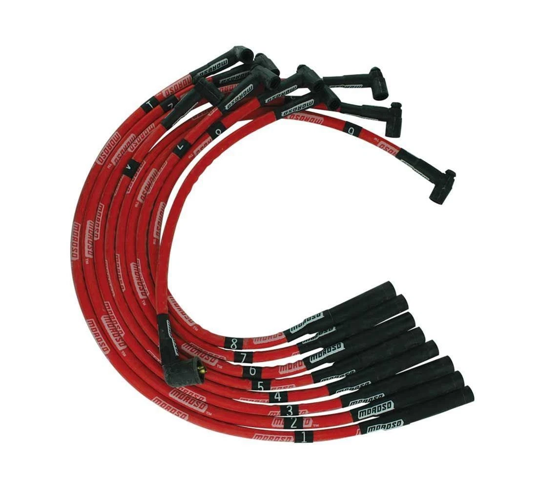 Juego de Cables de Bujía Moroso Ultra (Rojo) para Chrysler Small Block (273-360) - Con Manguito Protector y Botas HEI