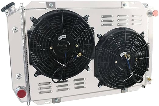 Radiador de Aluminio de 3 Filas con Tolva, Doble Ventilador de y Kit de Termostato – Ford Mustang 1971 - 1973