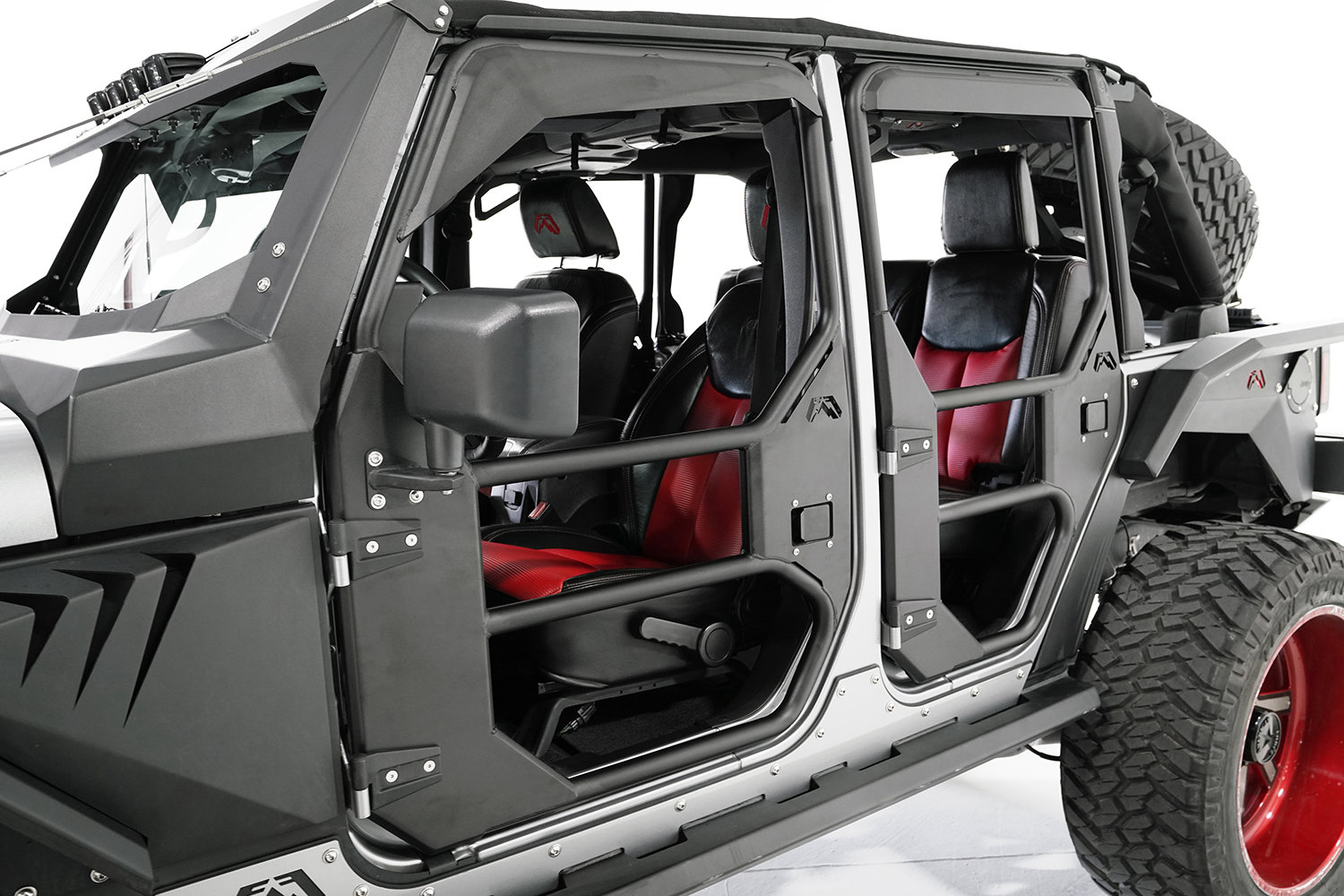 Puertas Tubulares Completas Fab Fours para Jeep Wrangler JK (2007-2018) - Diseño Full Surround y Visera Integrada