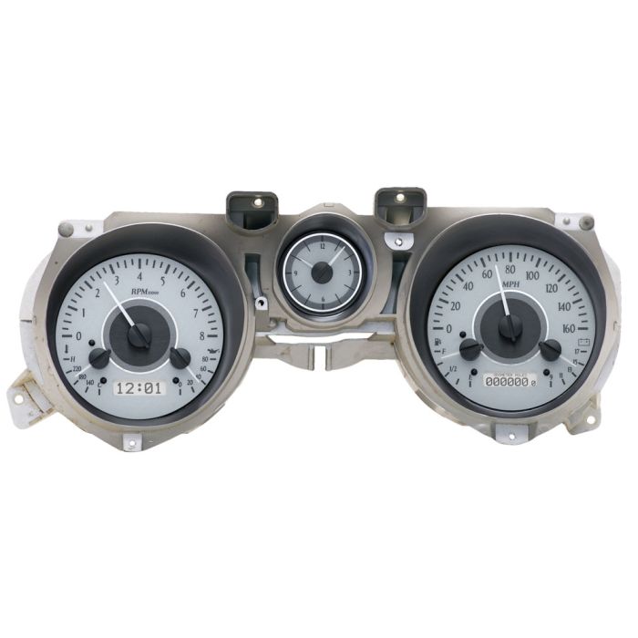 Dakota Digital VHX – Medidores con Carátulas Silver Alloy + Bisel Negro Reproducción para Mustang 1971-1973