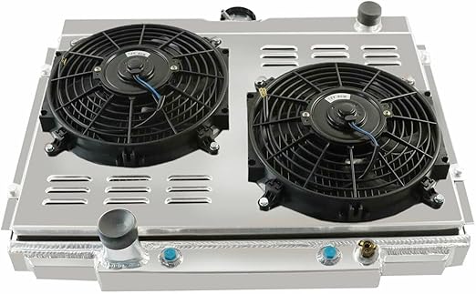 Radiador de Aluminio de 3 Filas con Tolva, Doble Ventilador de 10” y Kit de Termostato – Ford Mustang 1967 – 1970 V8