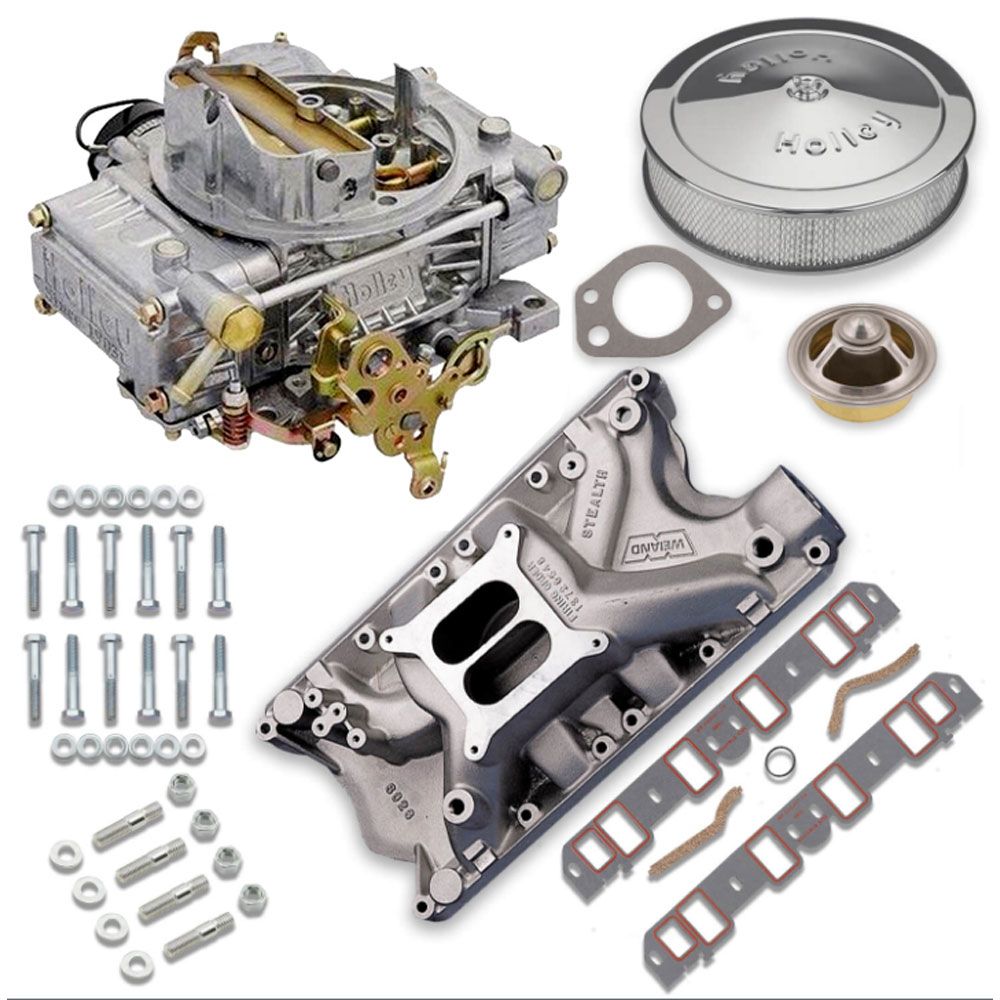 Múltiple de Admisión Weiand y Carburador Holley 600 CFM con Choke Manual para Mustang 1965-1973 con Motor 351W