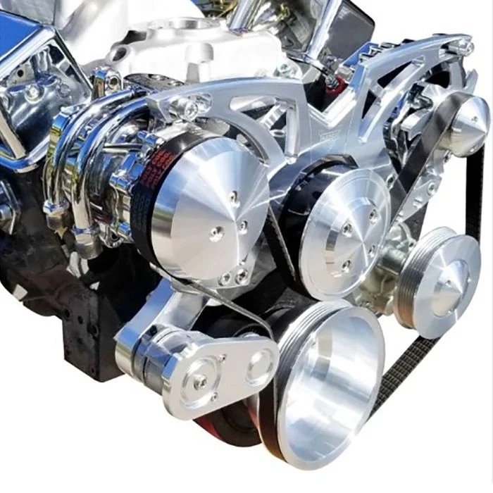 Kit Serpentine Cromado con Alternador, Compresor de A/A y Dirección Hidráulica Chevrolet Bloque Pequeño 60-87