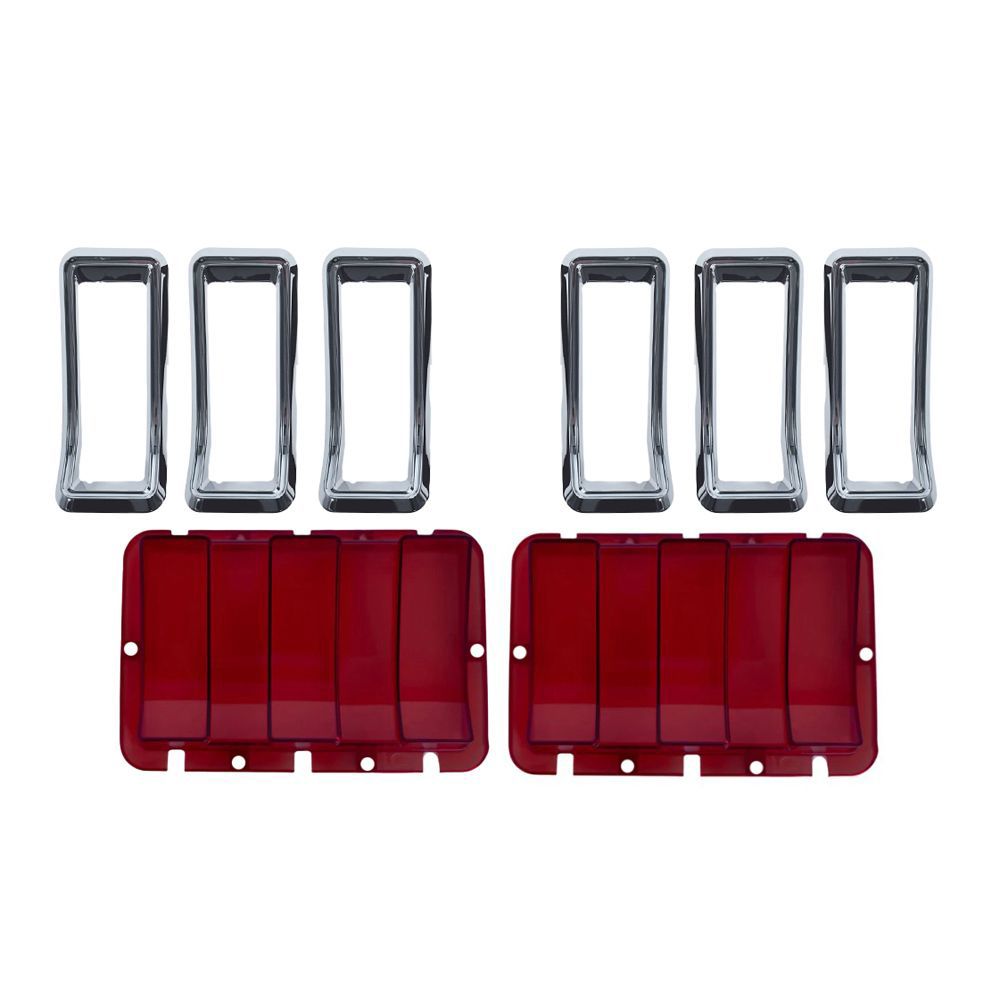 Kit de Calaveras LED Secuenciales con Halo Rojo y Bisel Cromado para Mustang 1967-1968