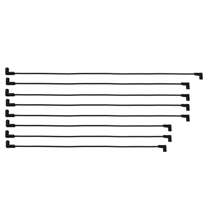 Juego de cables de bujía premontados de 8 mm Ceramic UH con botas de 90° y extremos para distribuidor HEI para motores Small Block Chevrolet.