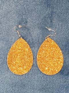 Gold Glitter Teardrop Earrings