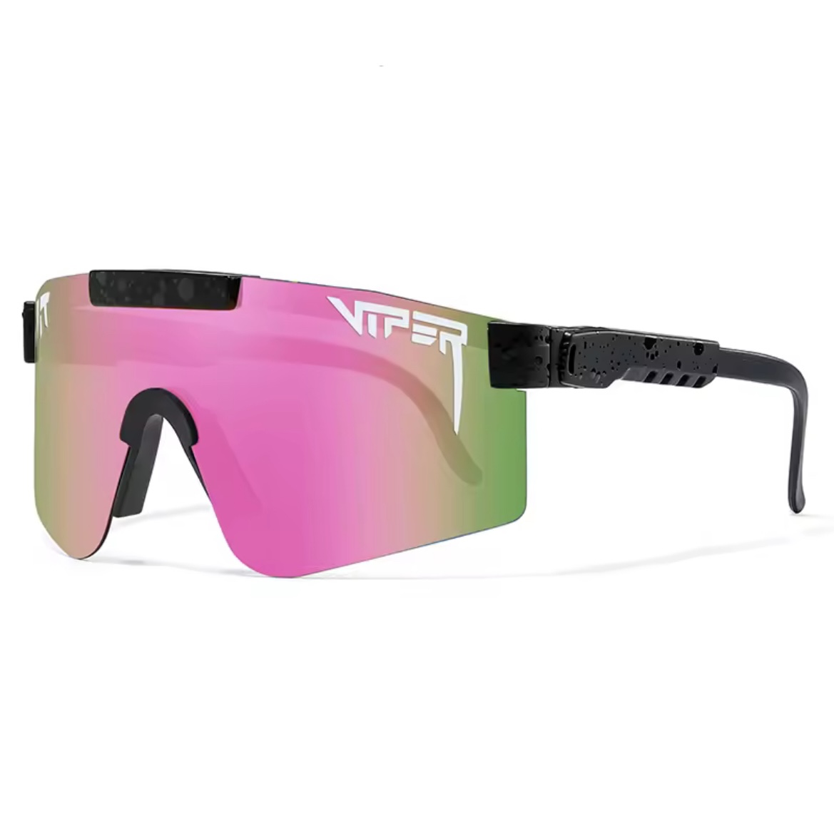 Pit Viper Style Sunglasses – Pink & Green Reflective Lenses with Black Frame
