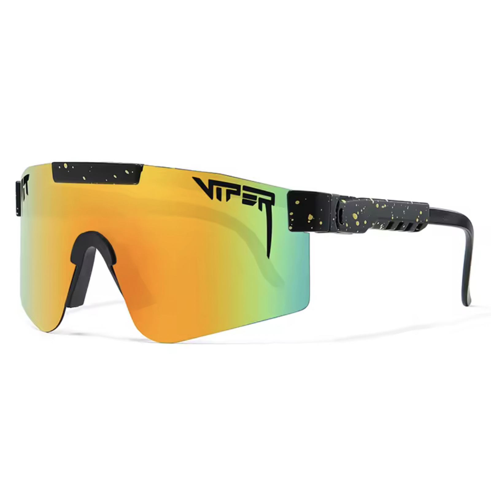 Pit Viper Style Sunglasses Black Frame Yellow Splash Orange-Yellow Low Blue Lens