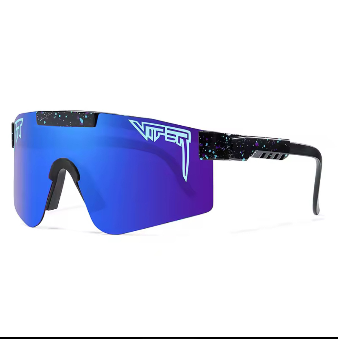 Pit Viper Style Sunglasses – Black Frame, Blue, Purple Reflective Lens