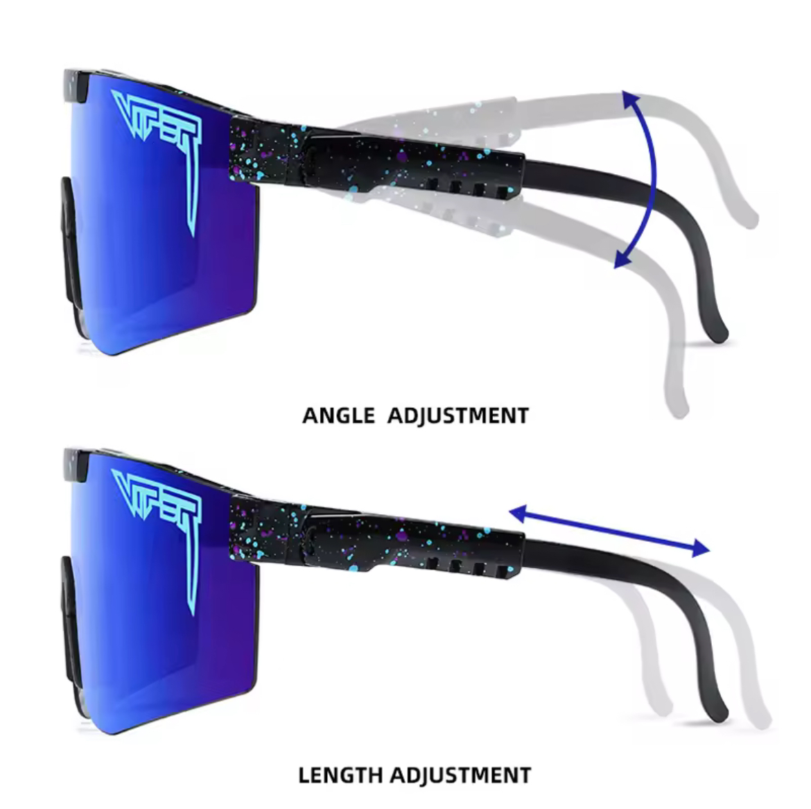 Pit Viper Style Sunglasses – Black Frame, Blue, Purple Reflective Lens