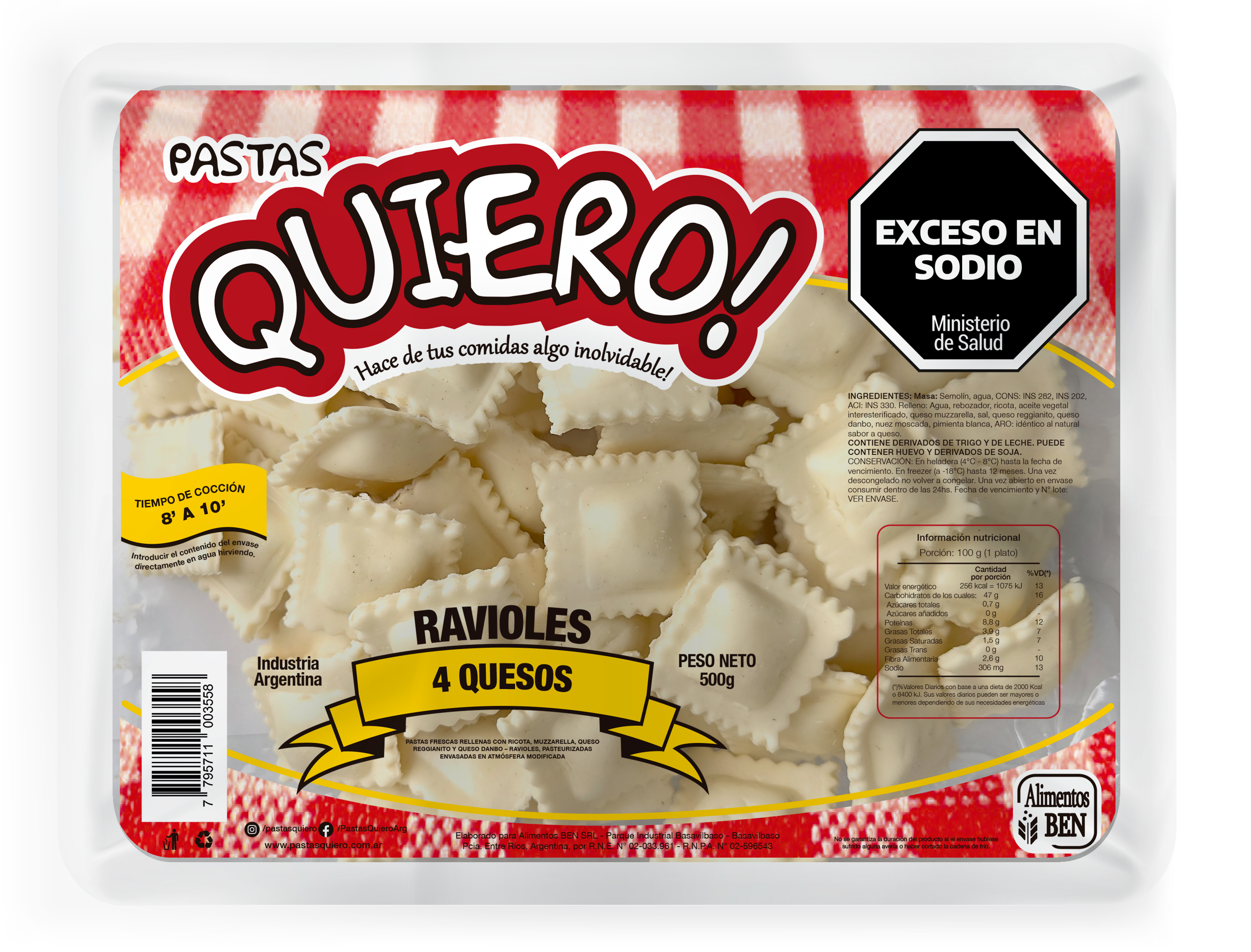 Ravioles 4 Quesos x 500g