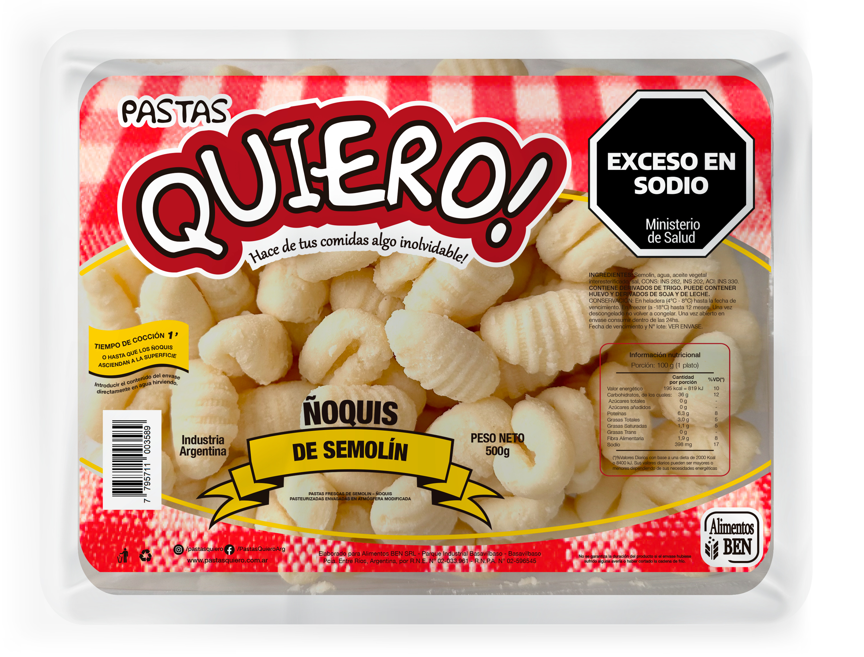 Ñoquis de semolin x 500g