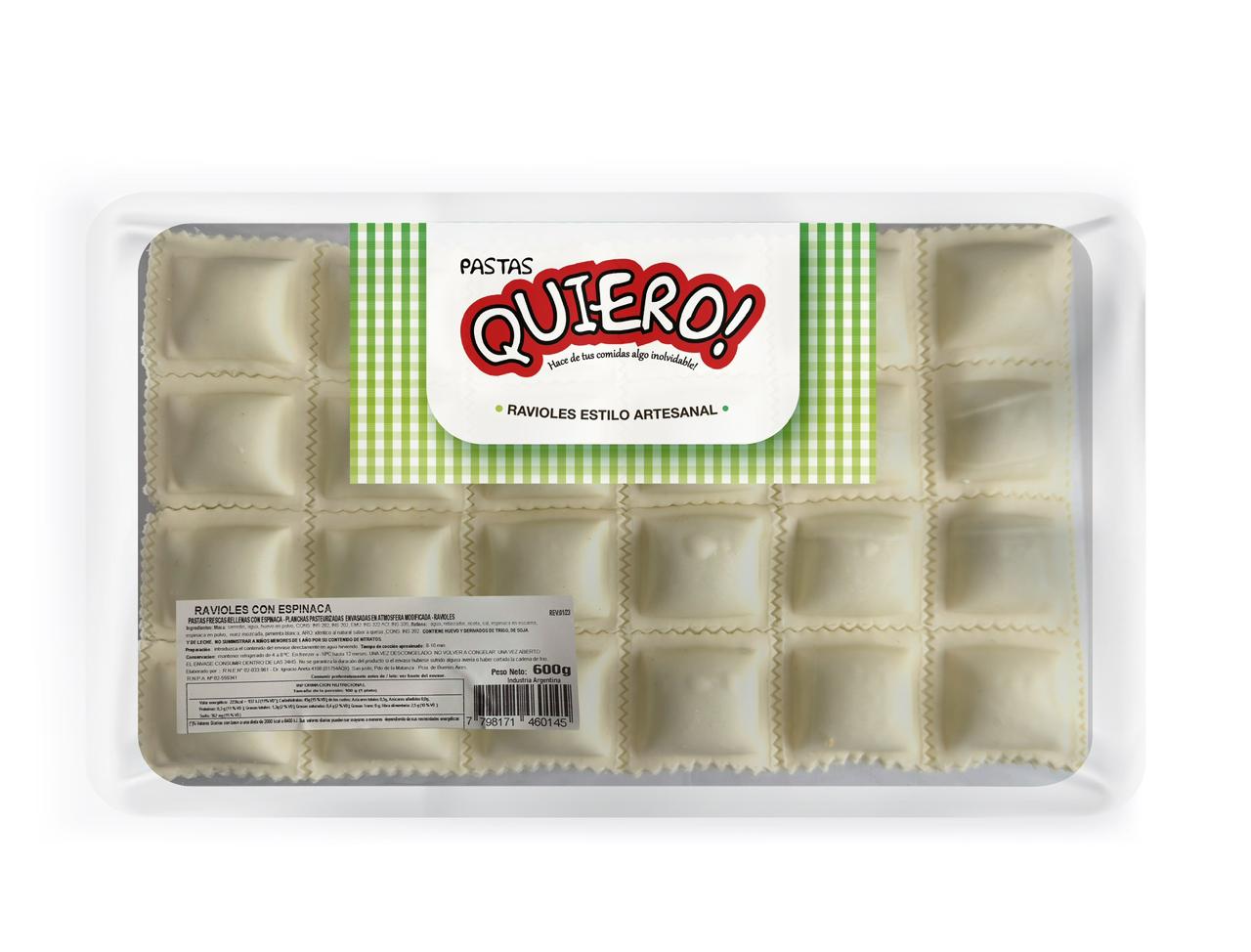 Ravioles de verdura estilo artesanal