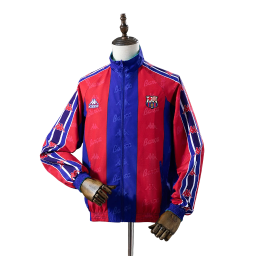 1995-97 Barcelona Football Club Full Zip Reversible Anthem Track Jacket Top Windbreaker Vintage Retro-Style Soccer Fußball BNWT
