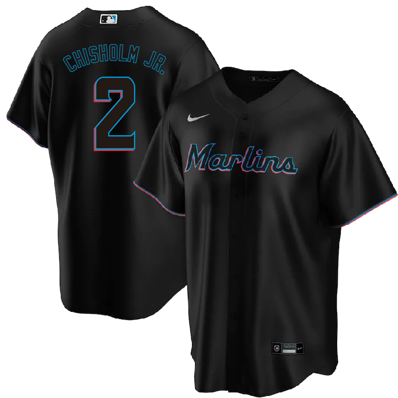 Men's Jazz Chisholm Jr. Black Miami Marlins Alternate Replica Player Jersey BNWT