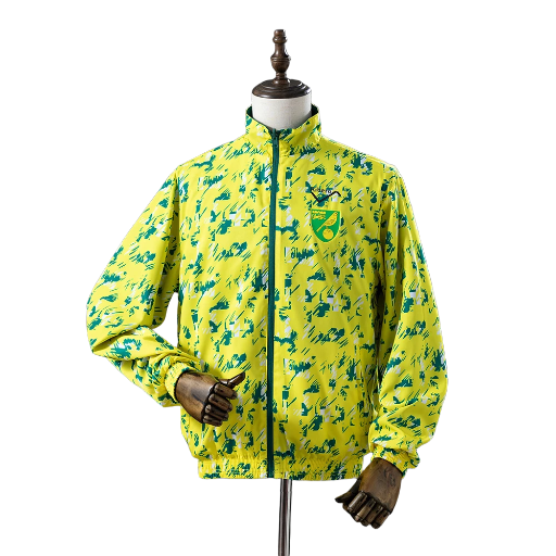 1992-94 Norwich City Football Club Full Zip Reversible Anthem Track Jacket Top Windbreaker Retro-Style Soccer Fußball BNWT