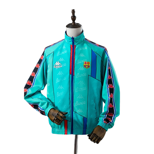 1995-97 Barcelona Football Club Full Zip Reversible Anthem Track Jacket Top Windbreaker Vintage Retro-Style Soccer Fußball BNWT