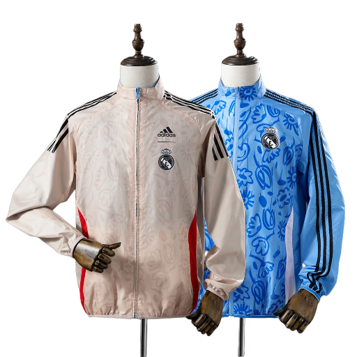 2024-25 Real Madrid Football Club Full Zip Reversible Anthem Track Jacket Top Windbreaker Soccer Fußball BNWT