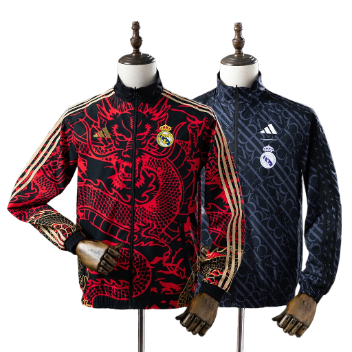 2024-25 Real Madrid Football Club Full Zip Reversible Anthem Track Jacket Top Windbreaker Soccer Fußball BNWT