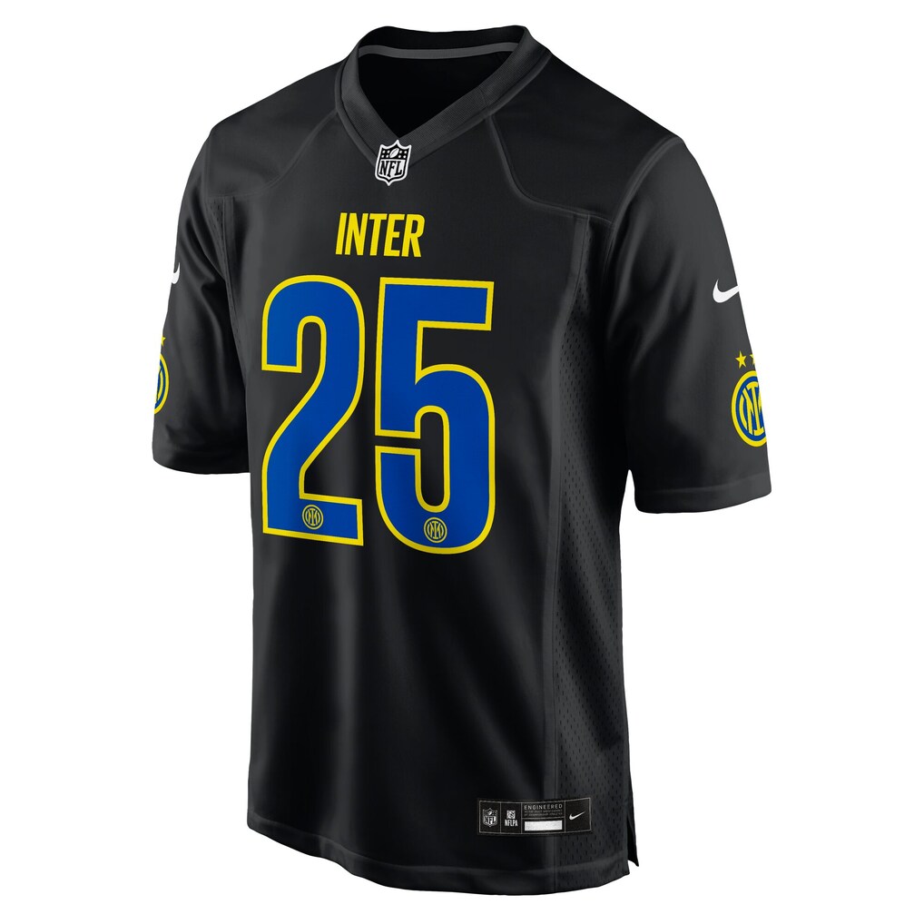2025 Nike Men's Black Inter Milan Soccer x NFL Game Jersey BNWT