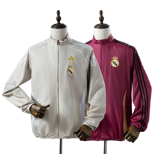 2024-25 Real Madrid Football Club Full Zip Reversible Anthem Track Jacket Top Windbreaker Soccer Fußball BNWT
