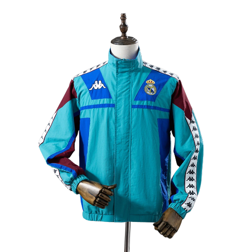 vintage 90s Real Madrid Football Club Track Top Windbreaker Jacket Retro-Style Soccer Fußball BNWT