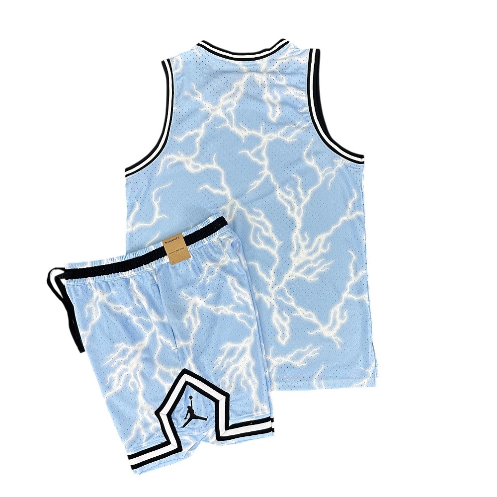 Jordan Light Blue Lightning Basketball Jersey and Shorts Set BNWT